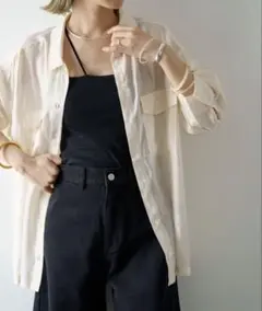 【美品】omekashi オメカシ　シアーボックスシャツ　シアーシャツ　ホワイト