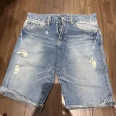 メンズ デニムショートパンツ ダメージ加工のサムネイル