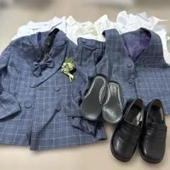 ネイビー系チェック スーツセット 120