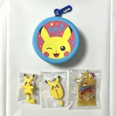 ポケモン ピカチュウ ポーチ カプセルトイ マスコットキーホルダー 5点セット