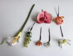 高級造花　ヘッドパーツ　アーティフィシャルフラワー　髪飾り　ピンクホワイト