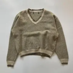 USED リブ編みVネックセーター