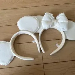 ホワイト　カチューシャ ミッキー　ミニー　セット　カップルディズニー