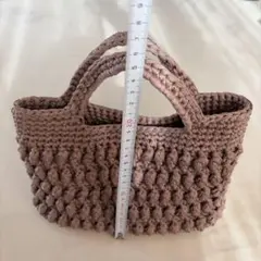 ハンドメイド 手編み トートバッグ くすみピンク
