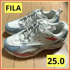 FILA フィラ❣️ レイトレイサー WHITE BLUE スニーカー　25.0