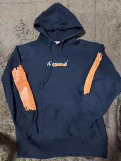 Reroom 黒とオレンジのフード付きパーカー M