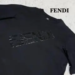 FENDI⭐️Tシャツ デカロゴ　半袖 黒 ブラック メンズ XL相当