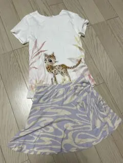 H&M ヒョウイラストTシャツとスカートセット