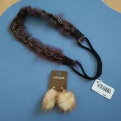 ヘアアクセサリー　ヘアバンド　ファーヘアバンド・ファーイヤリング