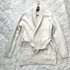 Morgano ベルト付きロングカーディガン！カシミア！L