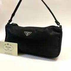 美品✨PRADA ハンドバッグ アクセサリーポーチ メイク 三角ロゴ ブラック