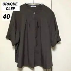 オペークドットクリップ 半袖シャツ ブラウス タック ブラウン