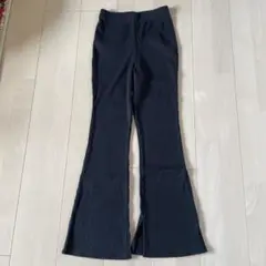 神戸レタス　サイドスリットフレアリブパンツ　黒