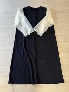 シースルー長袖Aラインワンピース
