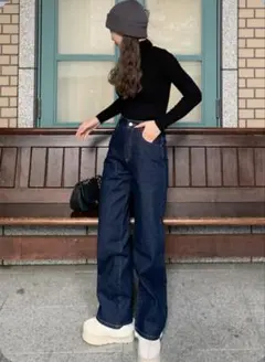 GRL ハイウエストセミワイドデニムパンツ[fo1843]のサムネイル