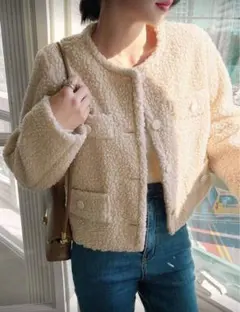 ノーカラージャケット フリースジャケット