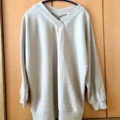 ハニーズ ベージュ Vネック リブ編み 長袖トップス M