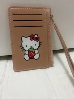ハローキティ パスケース 定期入れ カードケース ピンク小銭入れ　ストラップ付き