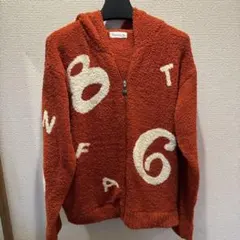 オレンジ フリースジャケット フード付き