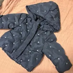 プティマイン　ネイビー ハート模様 中綿アウタージャケット　80cm