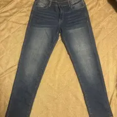 ダークブルー スキニーパンツ ゴムウエスト