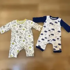 動物柄長袖ロンパース 2点セット