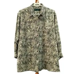 美品/匿名《LA DIC BLOS》長袖ブラウス レギュラーカラー バラ柄XL位