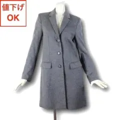 【美品】ユニクロ ウール＆カシミヤ チェスターコート M レディース 9 グレー