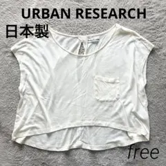 日本製　アーバンリサーチ　ショート丈カットソー　オフホワイト　半袖Tシャツ