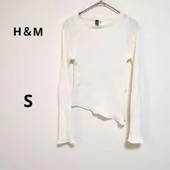 H＆M レディース　ニットセーター　ホワイト　アシンメトリー　Ｓ 綺麗め