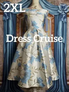 2XL【新品インポートセレクト】金糸混ジャガード花柄ドレスワンピース