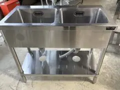 特注品 業務用2槽シンク 混合水栓 3口蛇口付き 幅1000×奥700×高845