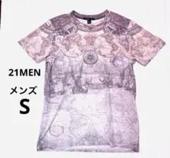 21MEN Forever21 総柄 Tシャツ Sサイズメンズ 古地図のサムネイル