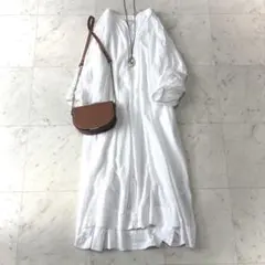 美品✨​ネストローブ 麻100%リネンロングシャツワンピース 生成り