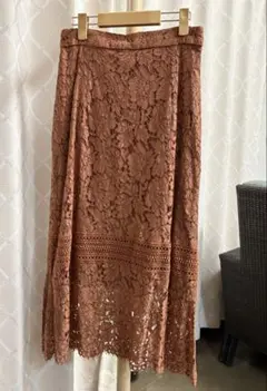 ナノユニバース　ブラウンレースロングスカート