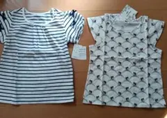 ストライプと猫柄Tシャツ2枚セット 120cm