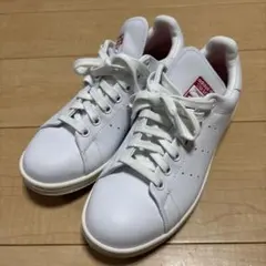 【美品】adidas スタンスミス ゴルフ 24cm 本革 白 赤　レディース