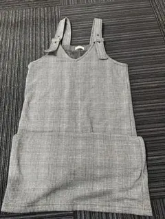 グレー チェック柄 サロペット M