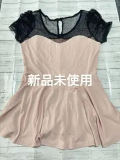 ドット柄シースルー切替ペプラムトップス Mのサムネイル