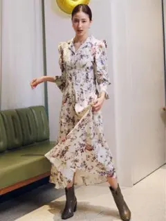 スナイデル　ビスチェライクプリントワンピース