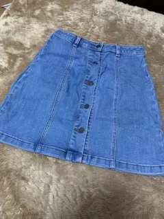 デニム Aライン ミニスカート ボタンフロント