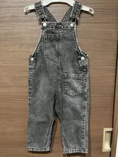 ZARA ベビー服 オーバーオール ブラックデニム12-18ヶ月