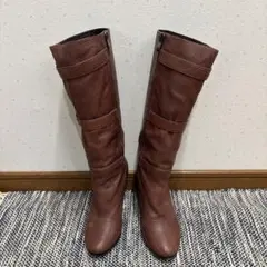 ブーツ　ブラウン　茶　ロングブーツ サイドジッパー付き
