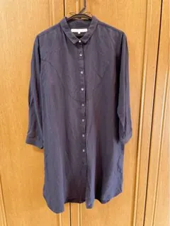 ネイビー　麻混チュニック