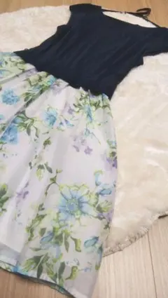 【美品】リランドチュール 花柄 ドッキングワンピース 半袖 サイズ1