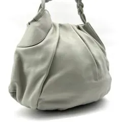 SAZABY　ハンドバック　ワンショルダー　レザー　ギャザー　編みハンドル