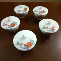 陶器製 花柄 湯飲み 5個セット