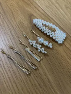 パールとゴールドのヘアピンセット