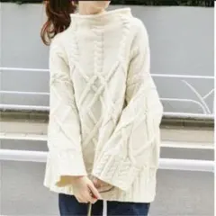 イエナIENA♡ケーブル柄ボトルネックプルオーバー