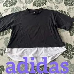 adidas 補助レイヤード風 半袖Tシャツ ☆ブラック☆Sのサムネイル